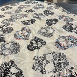 Pier 1 Skull Design Scarf in Black, White, and Multicolor